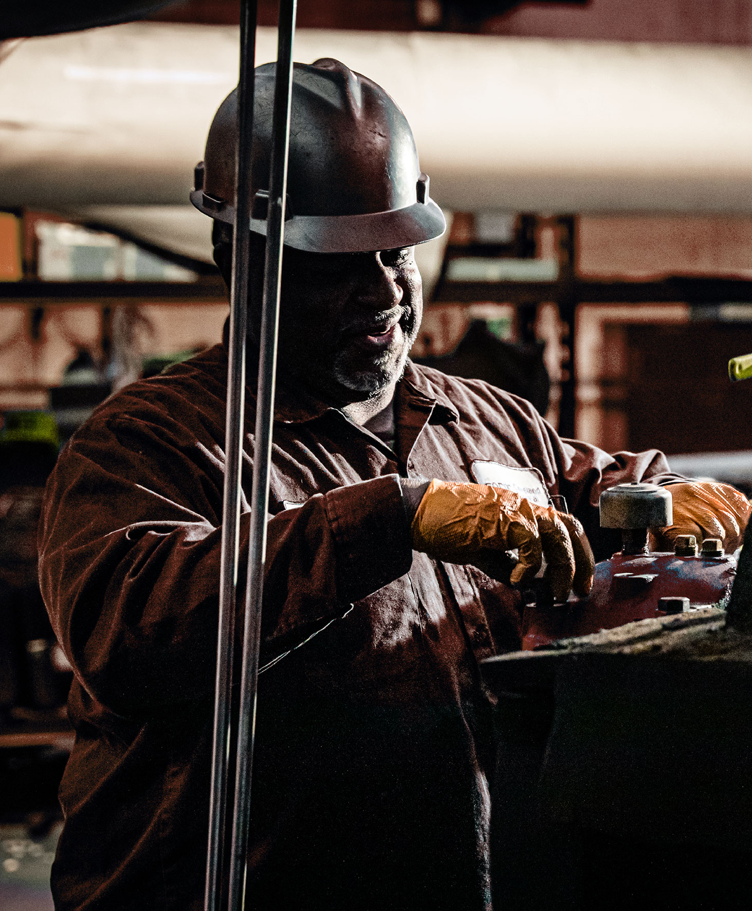 man working in heating facility