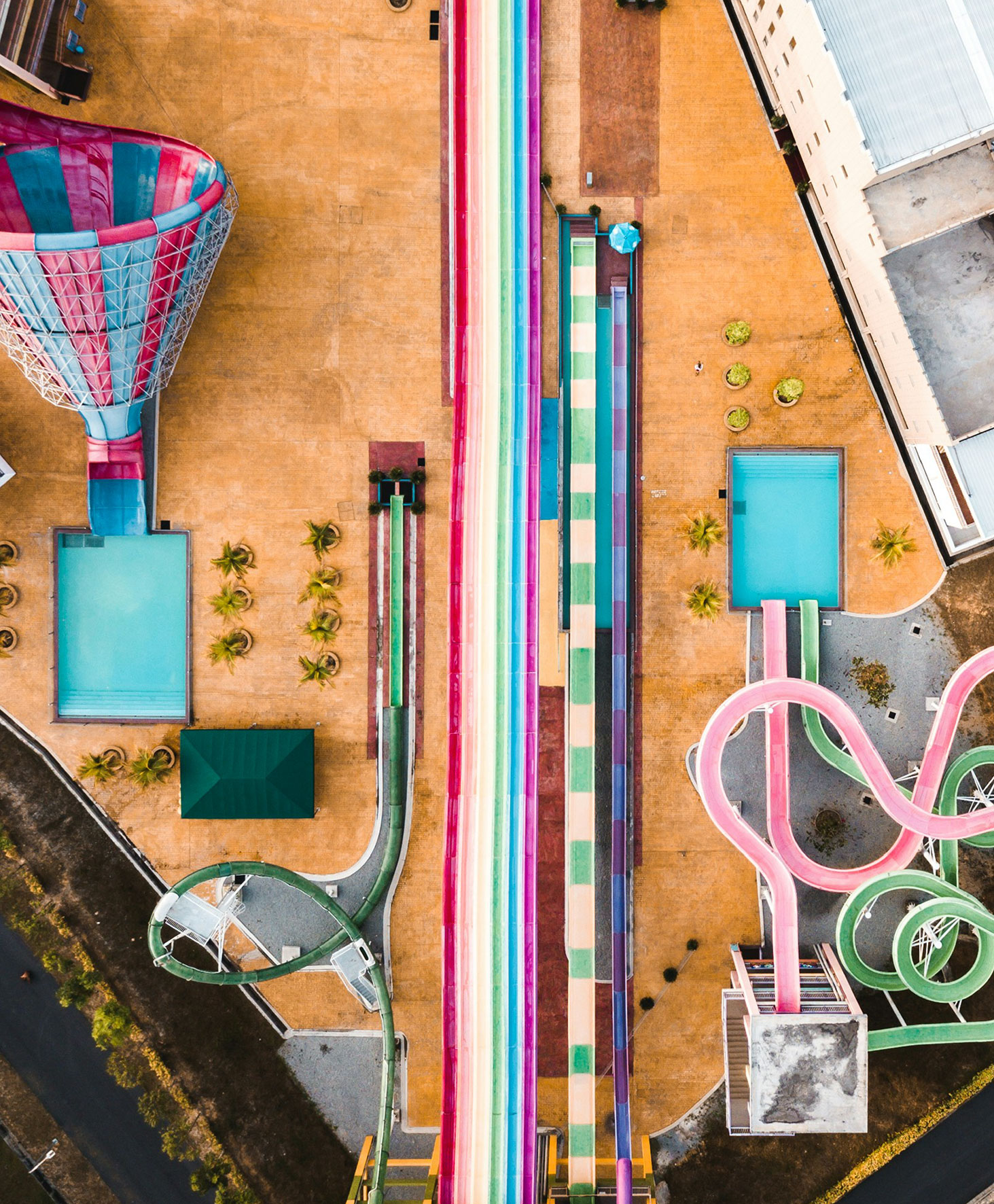 birds eye view of waterpark